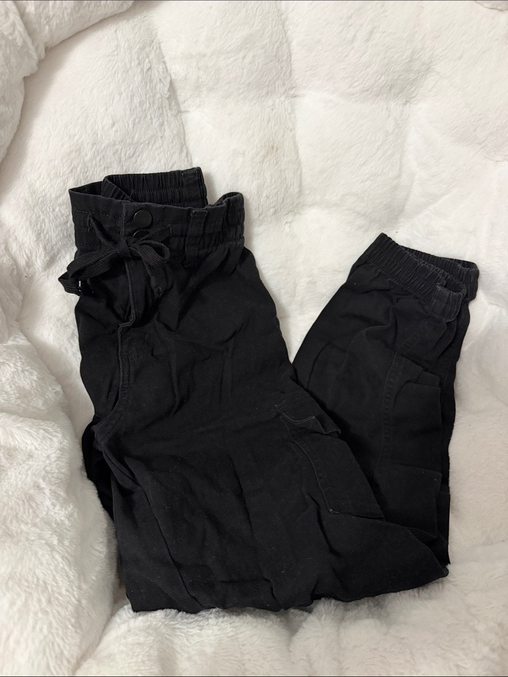 Black Drawstring Cargo Joggers